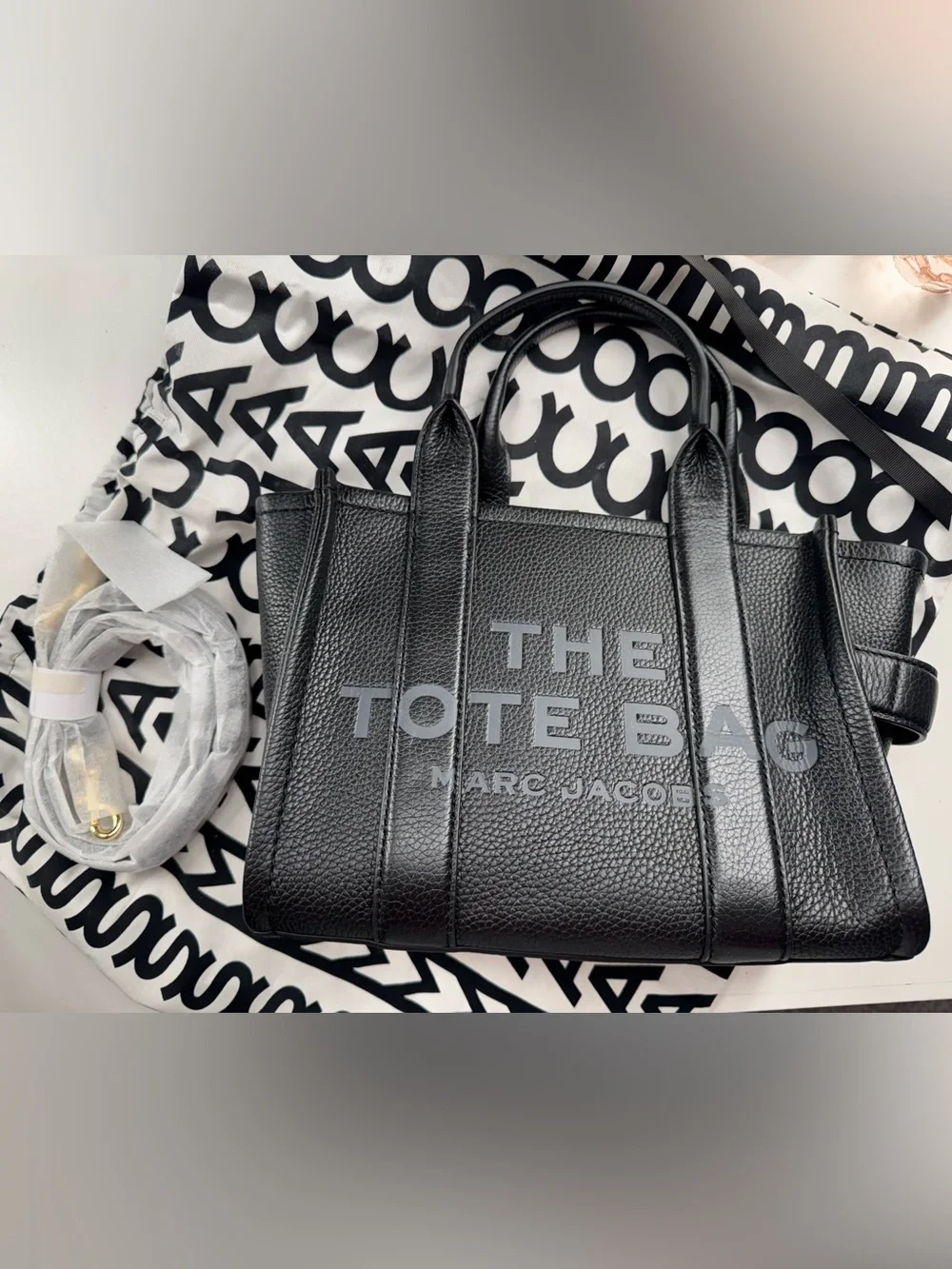 Marc Jacobs Black Pebbled Leather Tote Bag